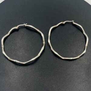 Sterling 925 Italy Earrings Large Hoop Sterling Silver Bamboo Wavy Jewelry‎